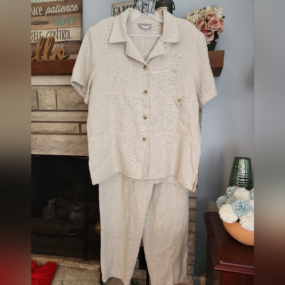 Dress Barn Vintage Linen & Hemp Pantsuit size 14
